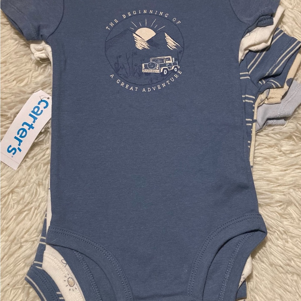 Carter's Blue and Cream one piece set of 5 
Different designs
